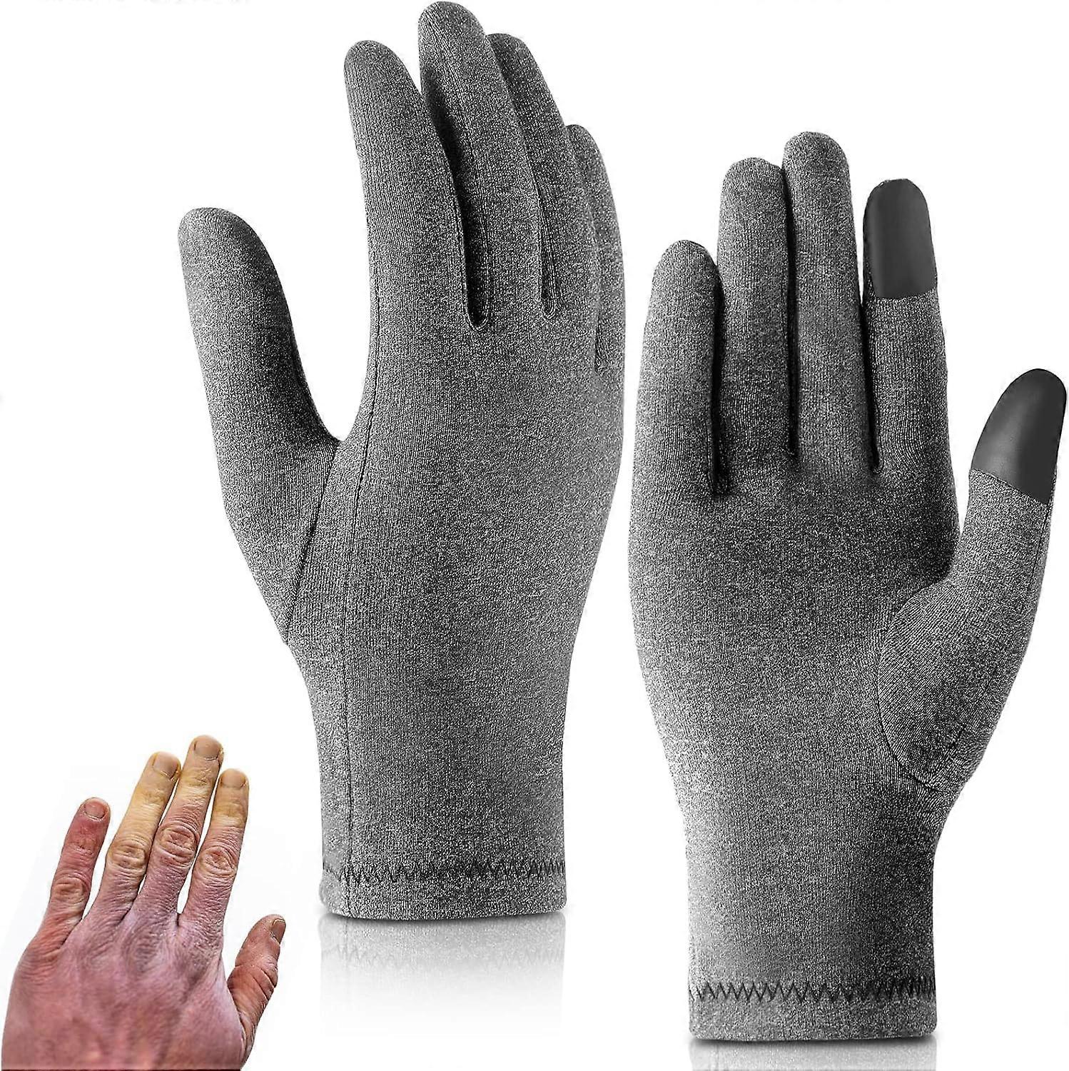 Full Fingered Arthritis Gloves Compression Gloves, Warmth and Compression, Grey Compression Gloves Wrist Support Carpal Tunnel Glove M