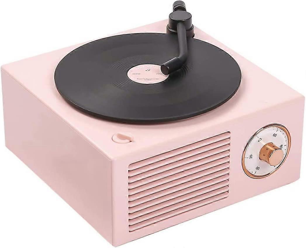 Wireless Speaker Mini Retro Bluetooth Speaker with Atomic Vinyl Record Shape, Portable Rotatable Music Player with Bass Enhancement Loud Sound, Suppor