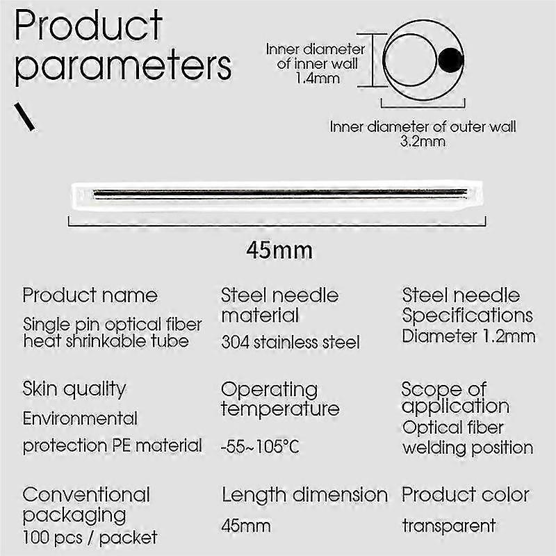 2000kpl 45mm optinen kuitu lämpökutistuva putki