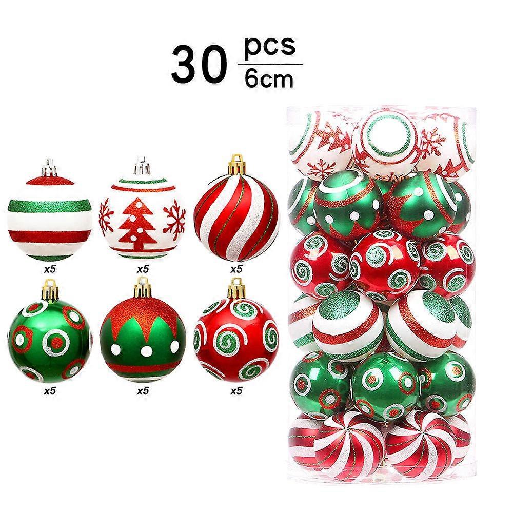 30Pcs/Box Christmas Party Ornament 6cm Balls Hanging Decors