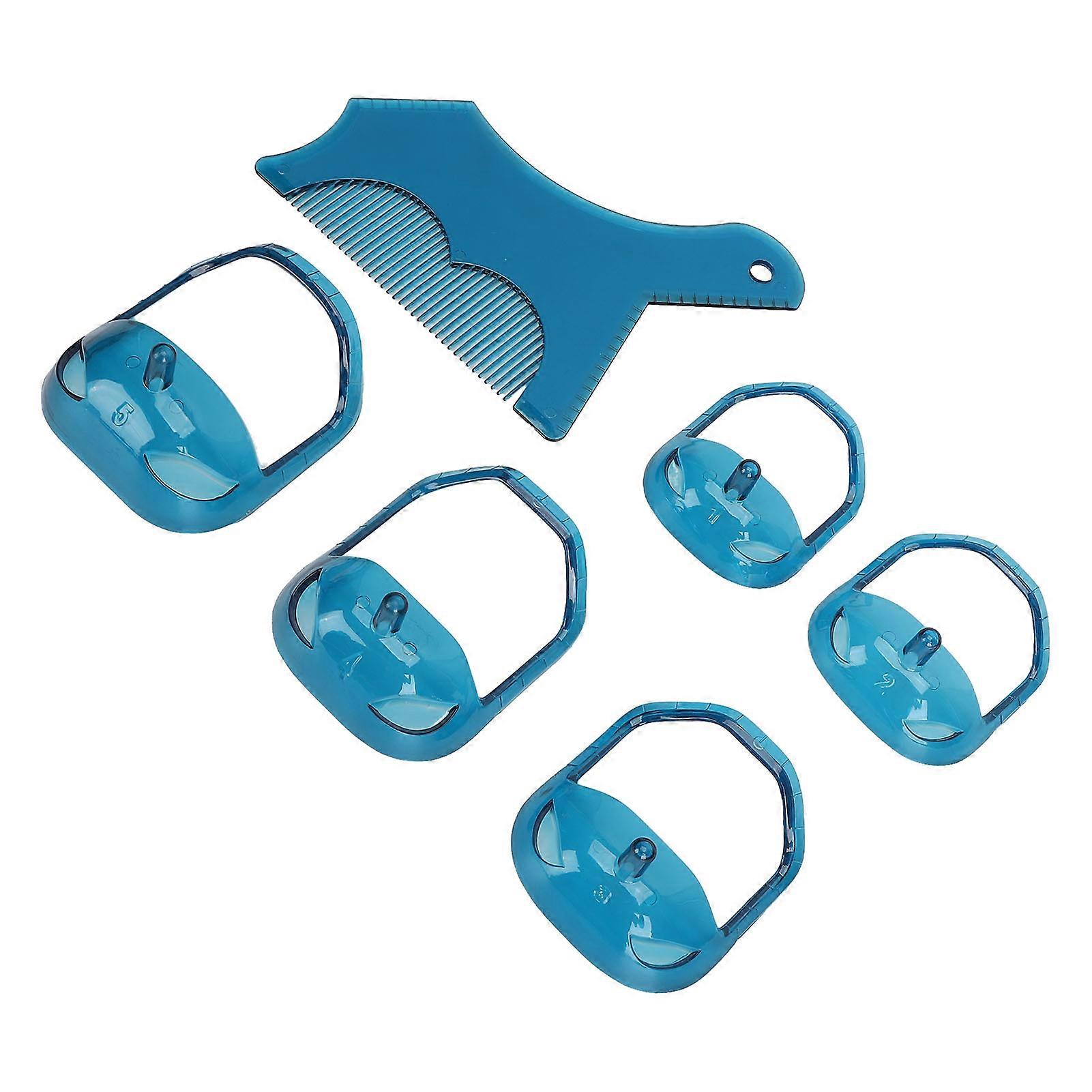Beard Shaping Styling Tool with Comb 5 Size Beard Shaper Template Mustache Grooming Tool Blue