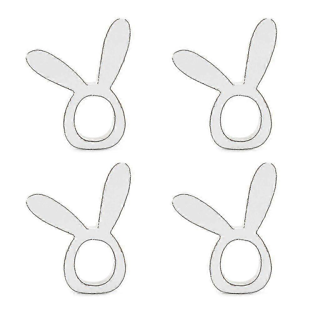 4pcs Cute Rabbit Wooden Napkin Ring Holder Wedding Party Easter Table Decor