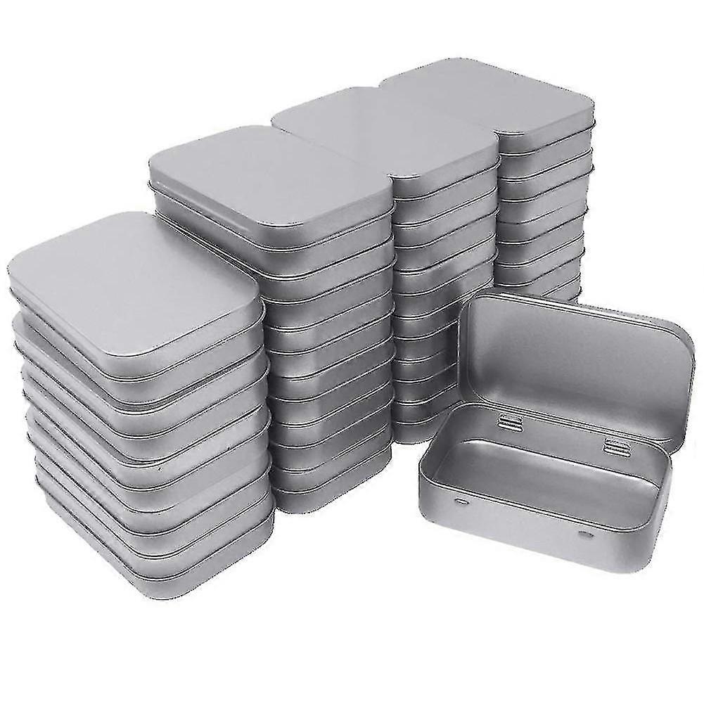 24 Pack Metal Rectangular Empty Hinged Tins Box Storage Kit