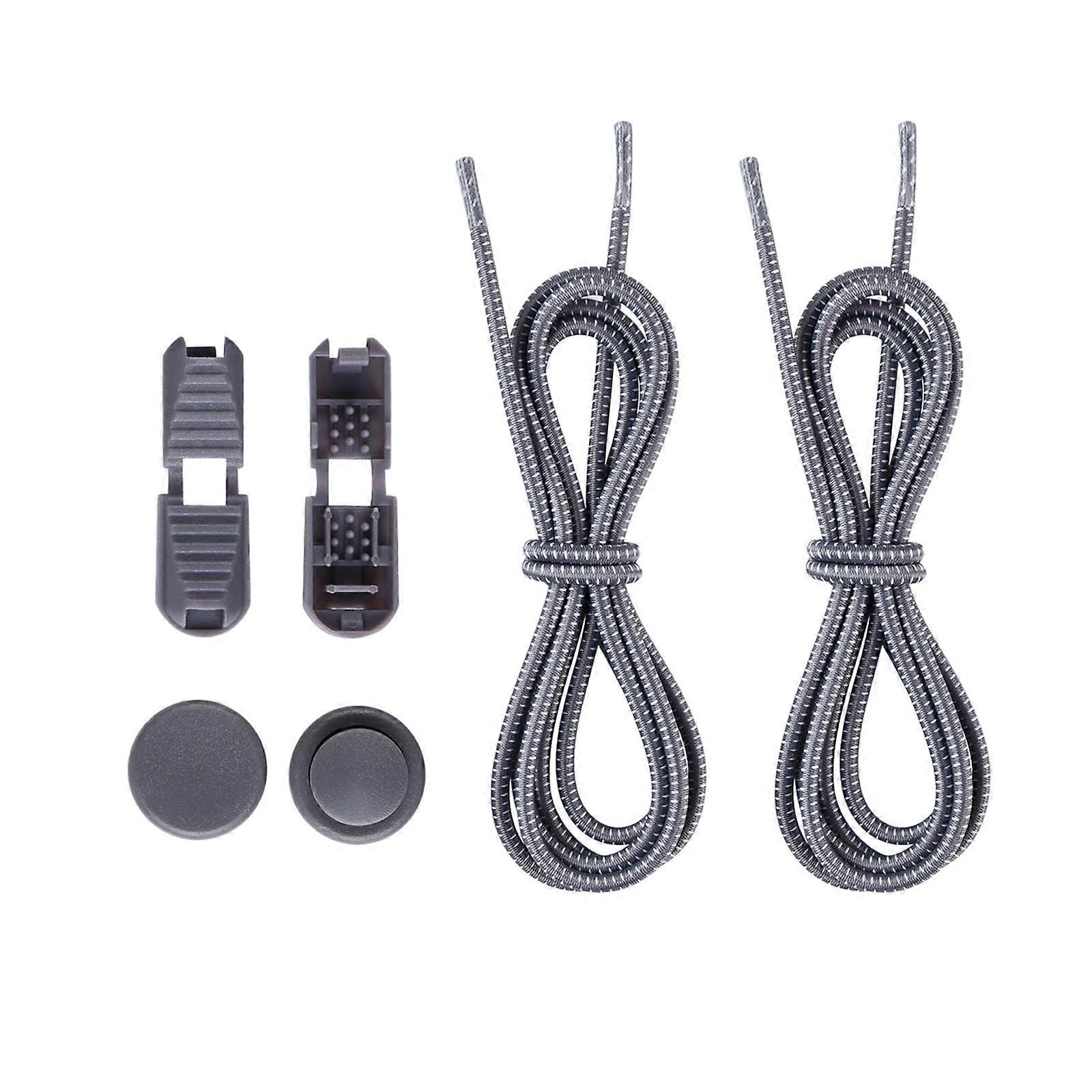 No Tie Elastic Shoelaces Lock Laces Fastening Shoe Strings Gray