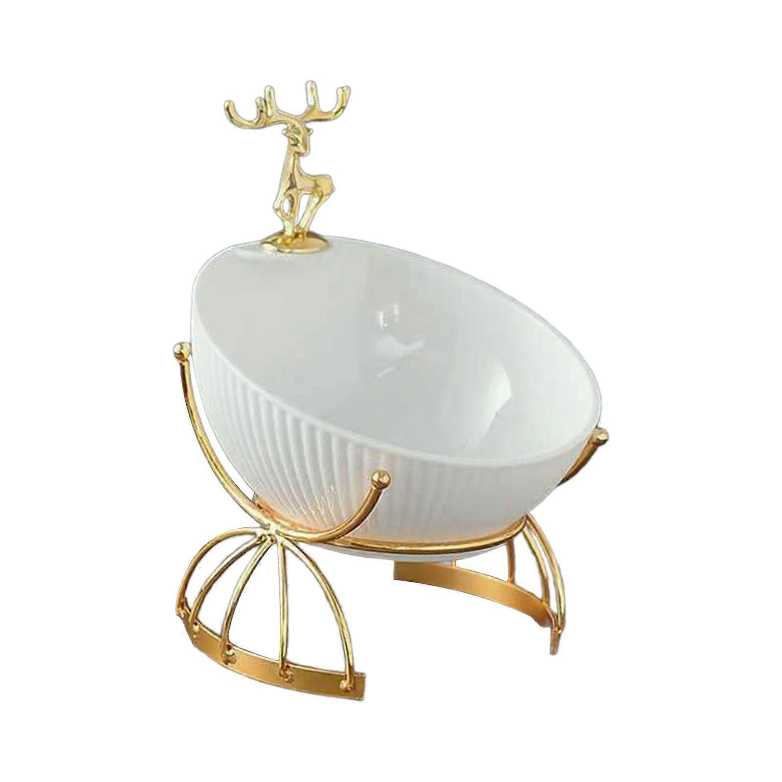 Hirsch Schreibtisch Aufbewahrungstablett Statue Modeschmuck Tablett für Hochzeitstisch Schlafzimmer Weiß
