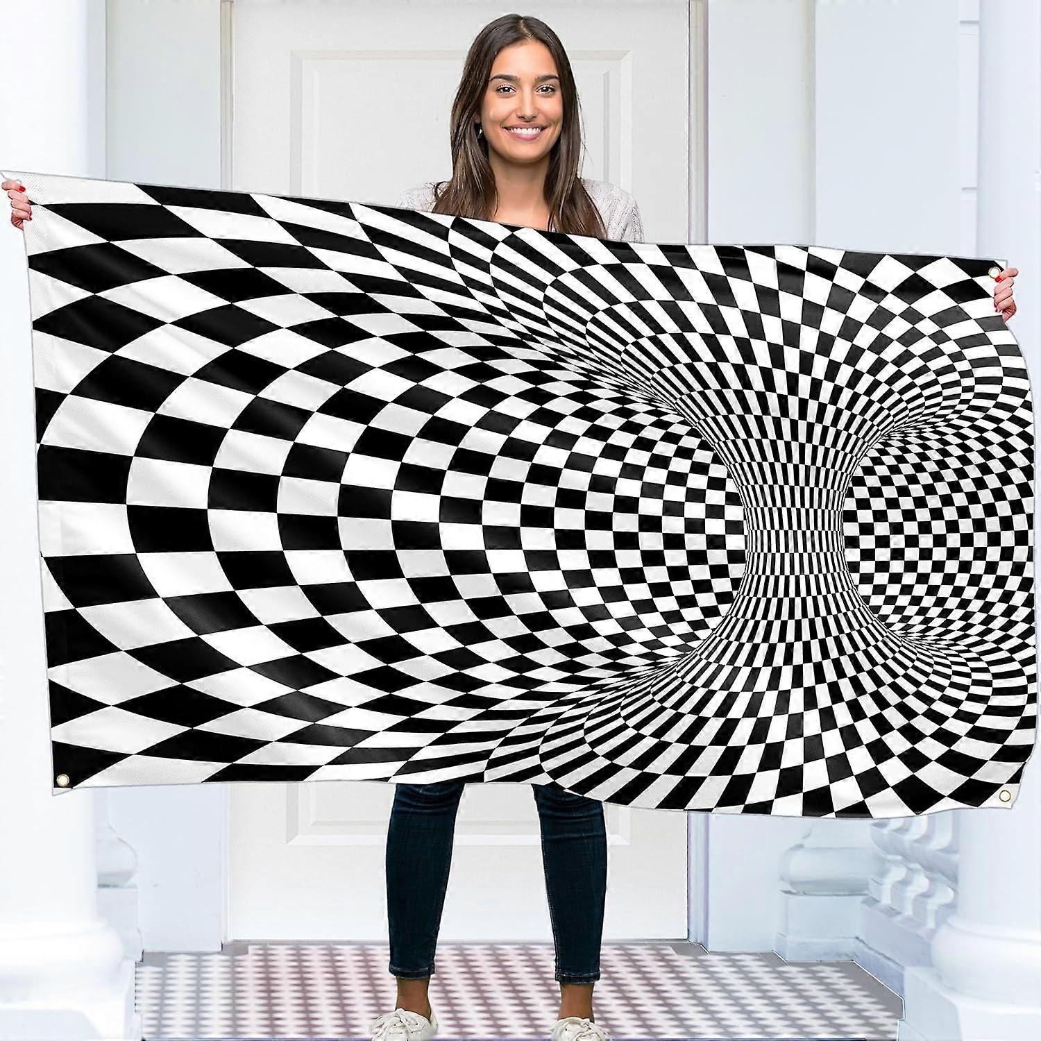 Checkered Illusion Flag Chequered Flag Funny Flag 100% polyester With eyelets Mode 69