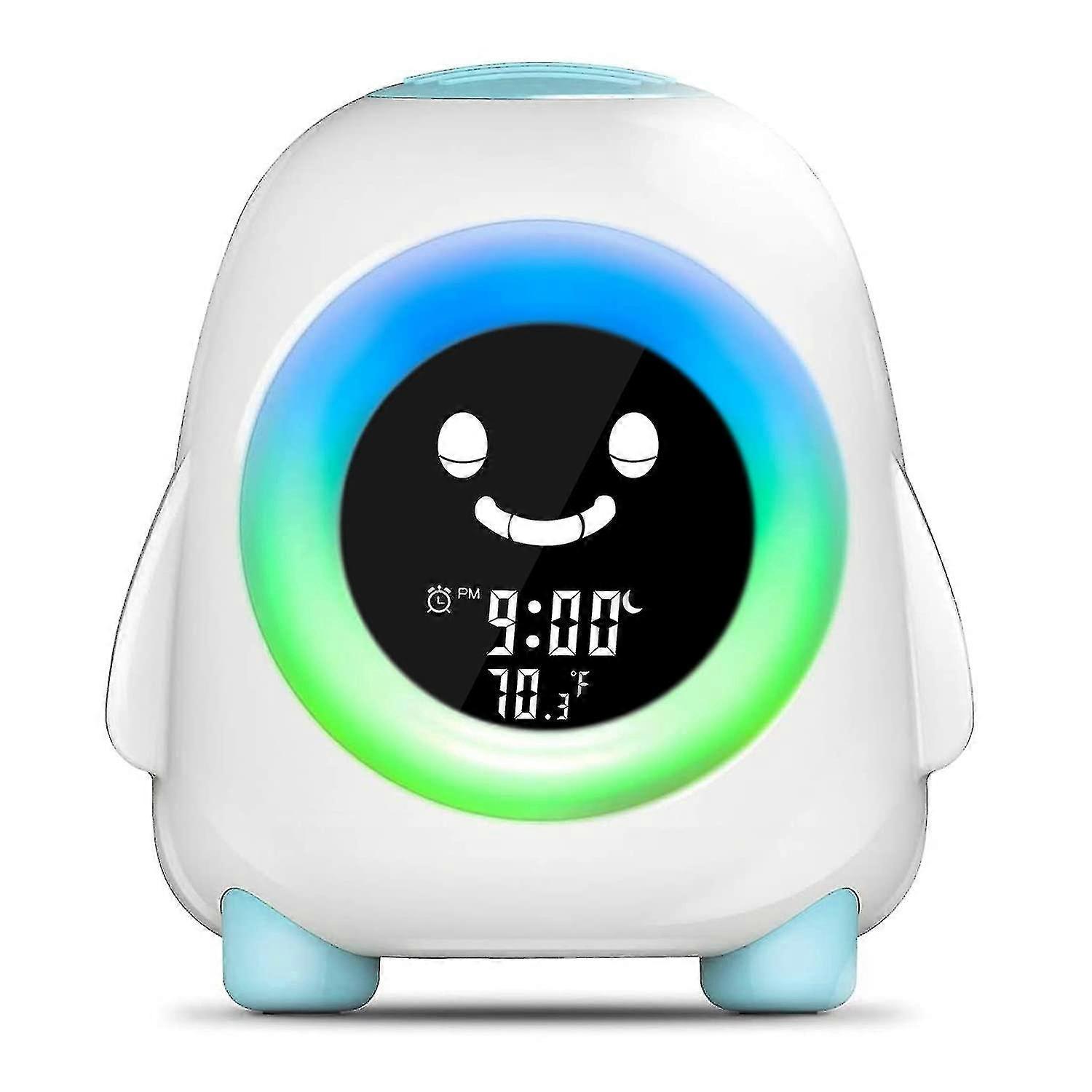 子供の睡眠トレーナーは5色5つの目覚ましライトベッドサイドクロック温度男の子女の子銭を目覚めさせる