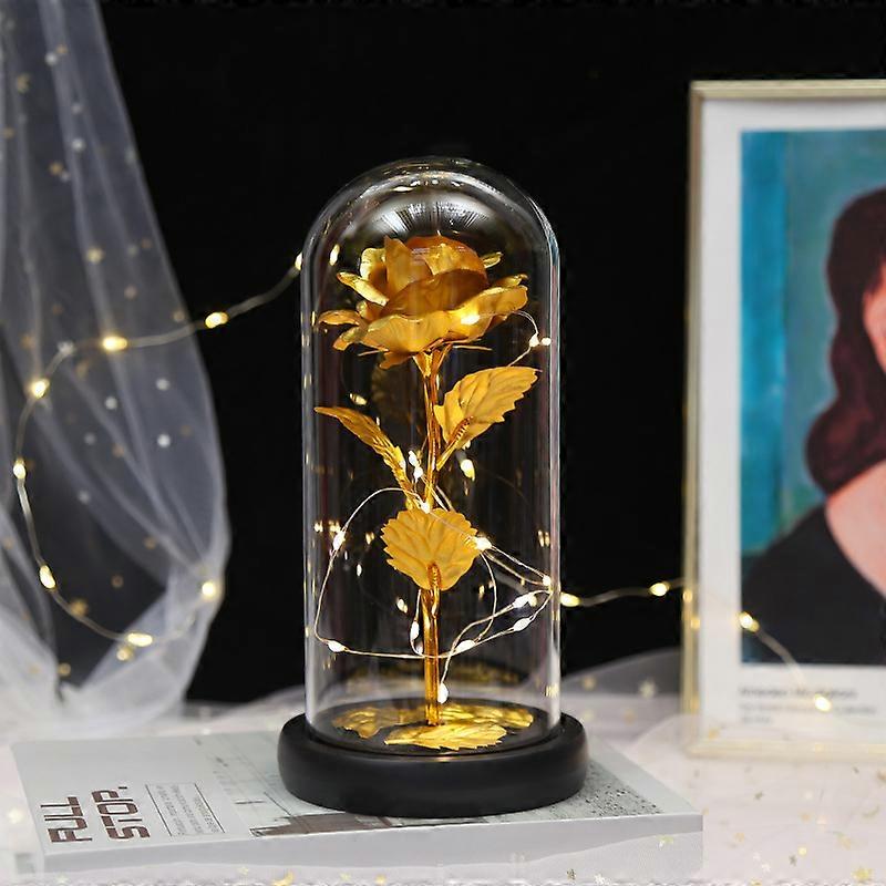 ガラスドームLEDライトの永遠のバラの美しさと動物のバラキット造花のバラギフト女性のためのママギフト