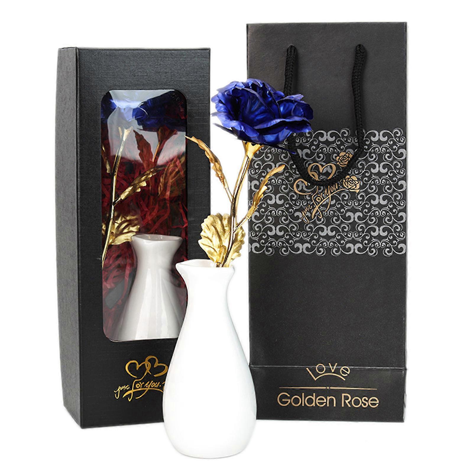 Minglan Creative Valentine's Day Mother's Day gold foil rose simulation immortal flower gift decoration ornaments Artificial Flora