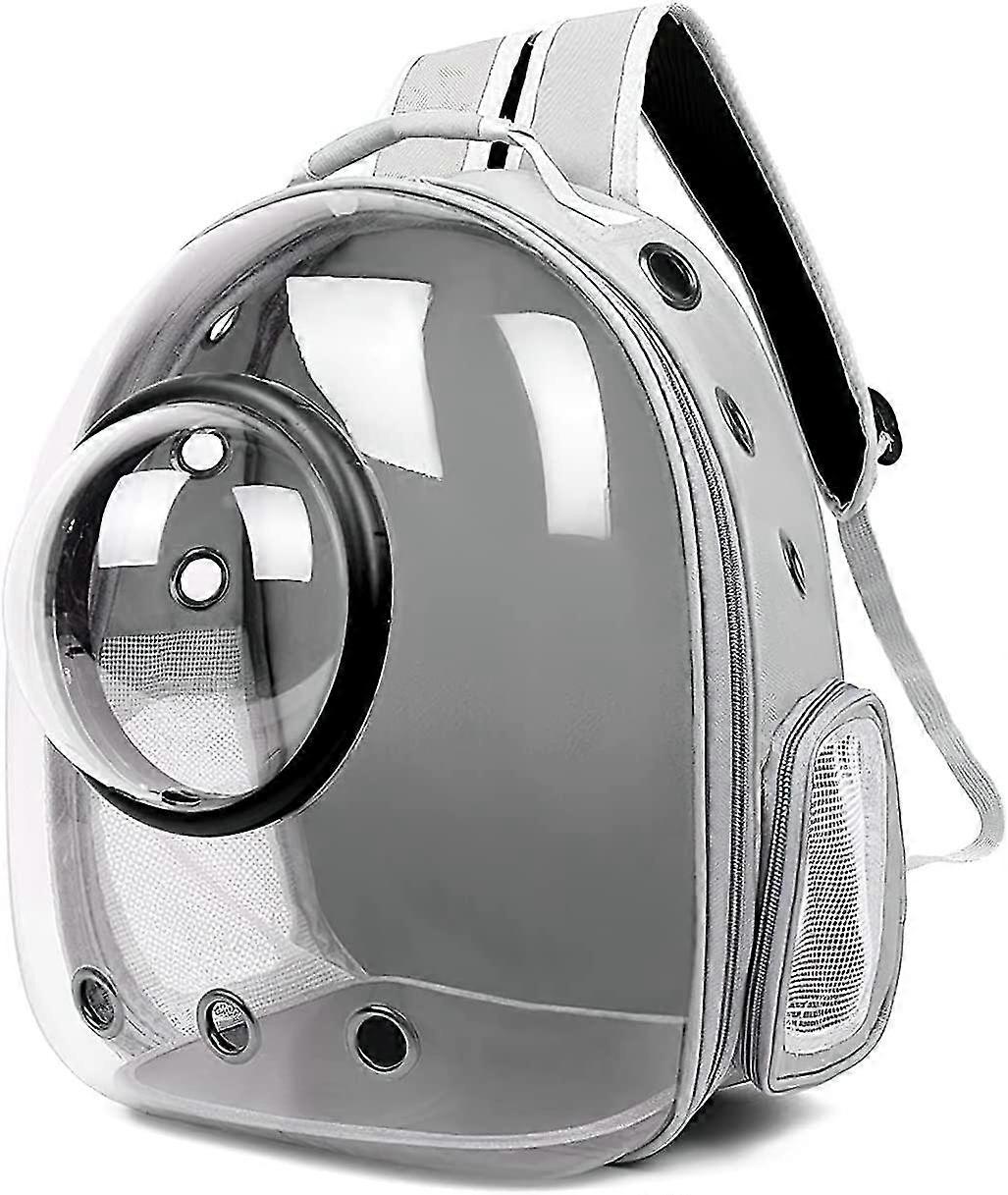 Cat Backpack, Transparent Dog Backpack, Ventilated Space Capsule Pet Backpack(gray, Transparent Cover)
