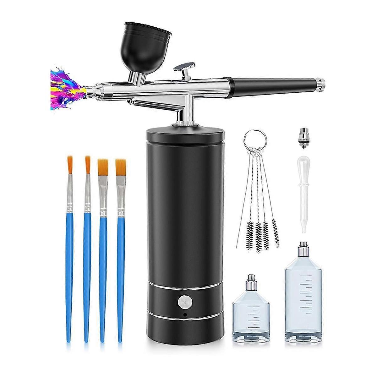 Airbrush Kit with Compressor, Portable Nail Spraygun, Rechargeable Cordless Airbrush Set, Handheld Airbrush Machine A