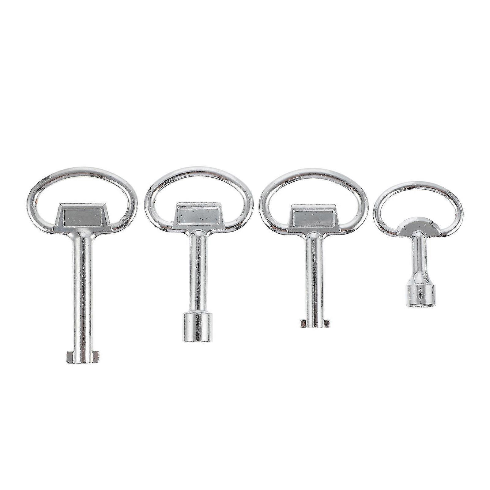 4 Pcs Universal Socket Alloy Utility Key Showcase Lock One Word Key Metal Plumber Key Cupboard Key