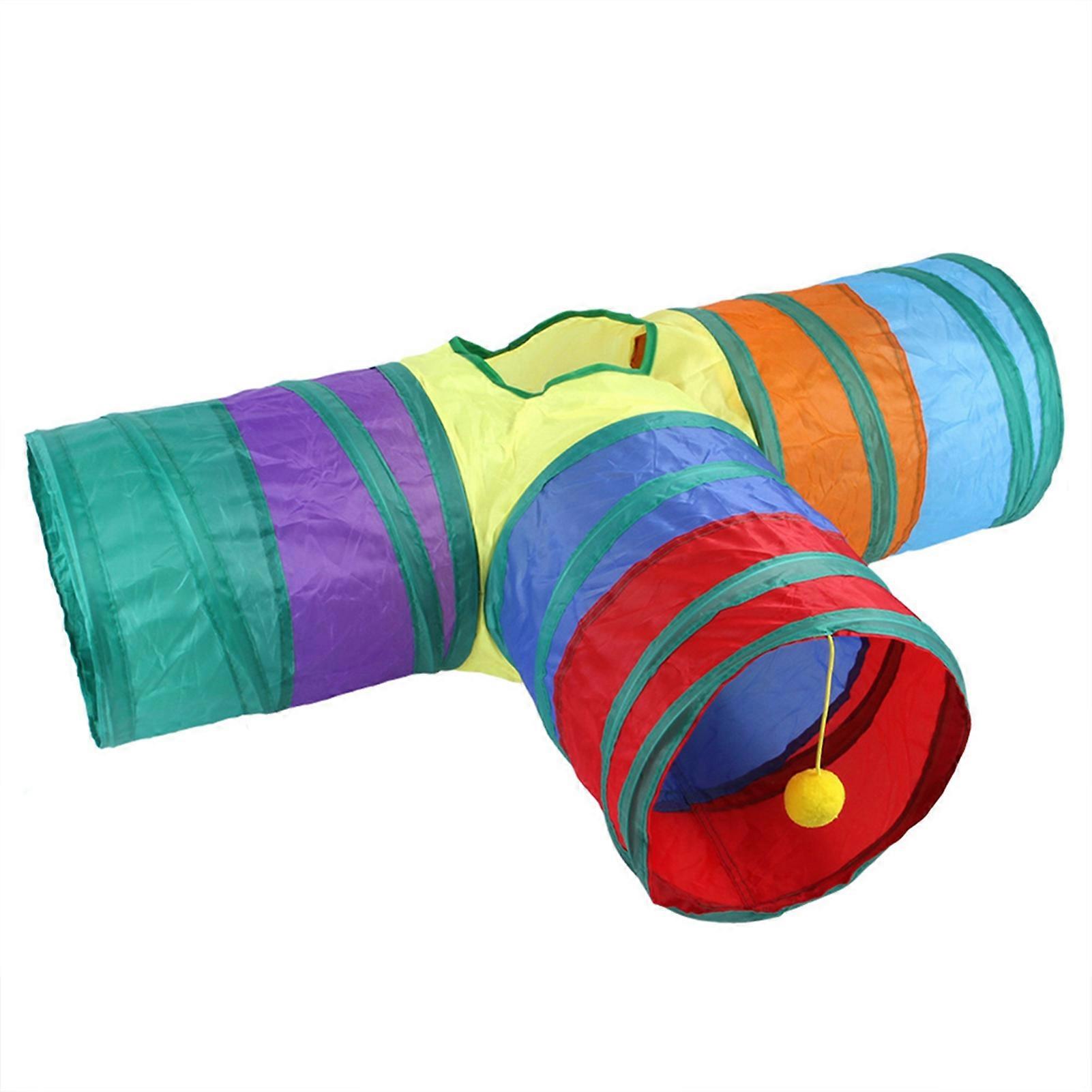 Cat 3 Way Tunnel Collapsible Interactive Tube with Play Ball for Cats and Kittens