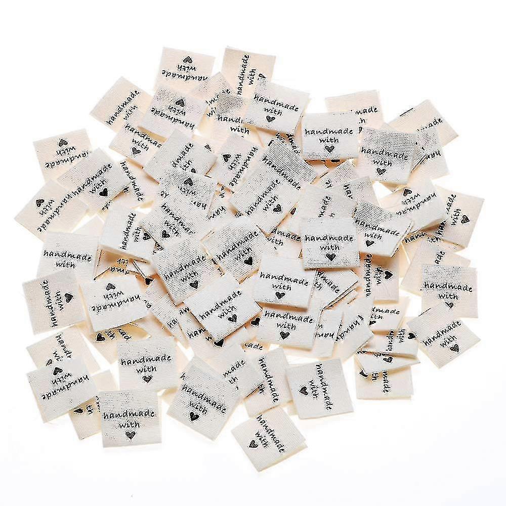 100 5pcs Handmade With Love Fabric Labels Tags Cotton Costume Clothing Labels Textile Labels Handmade With Labels