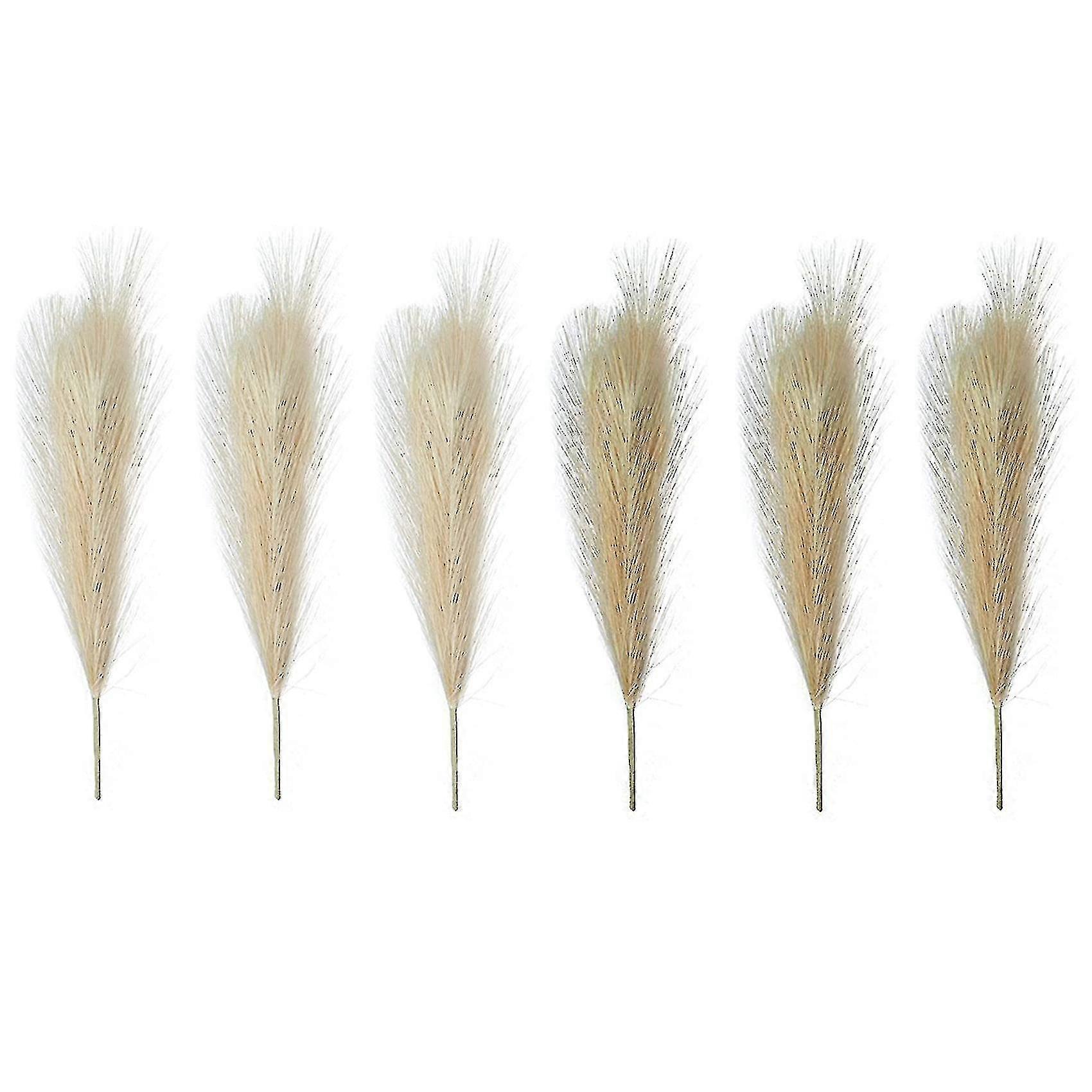 Artificial Pampas Grass, 6 Stems, 17 Inch Short False Flowers, Small PXCL