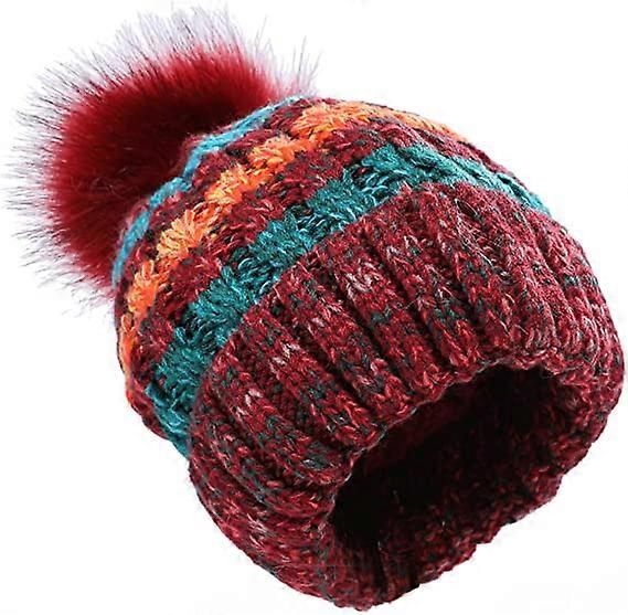 Dammössa Vintermössa med pompom i fuskpäls