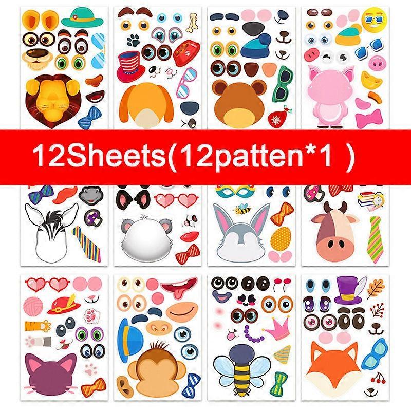 Redkid Creative Enfants DIY Autocollants Drôle Faire un animal Visage Assembler Jigsaw Enfants Puzzl