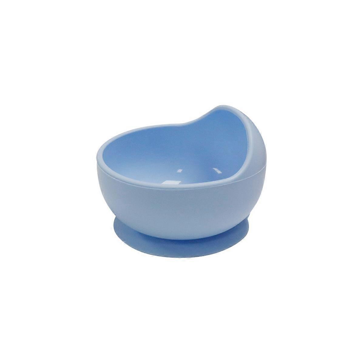 Silicone Baby Feeding Bowl Waterproof Baby Learning Suction Bowl Supplementary Food Bowl Blue