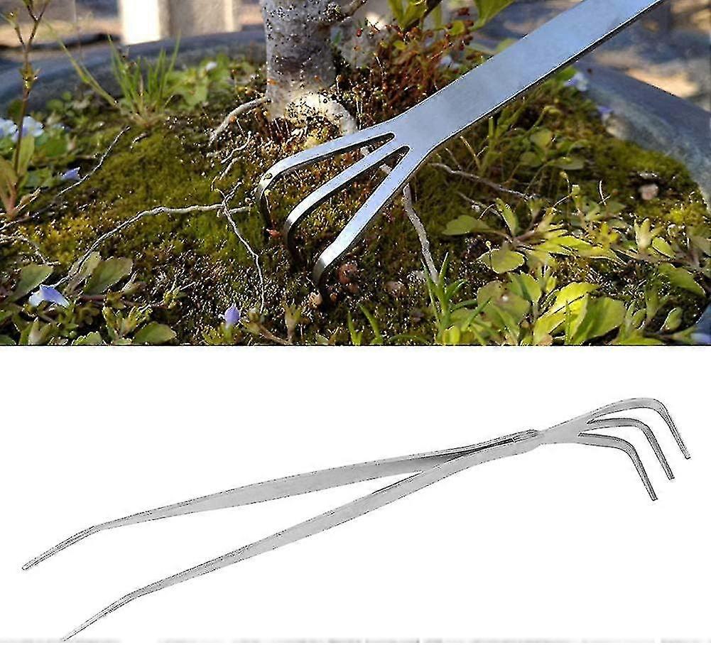 2 In 1 Gardening Hand Rake, Stainless Steel Root Claw Rake Bonsai Gardening Hand Tool For Cultivating, Loosening Soil, Spreading Mulch SXQ