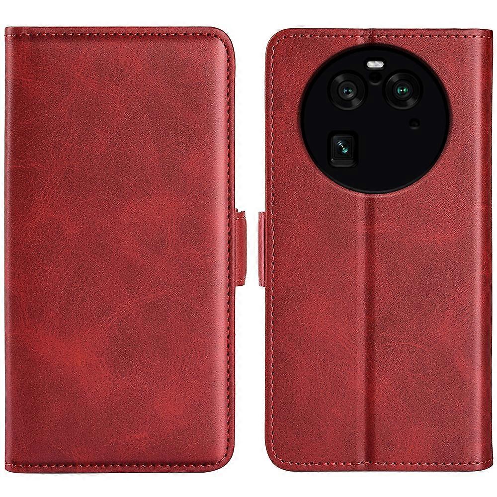 Dual-side Buckle Leather Case For OPPO Find X6 Pro