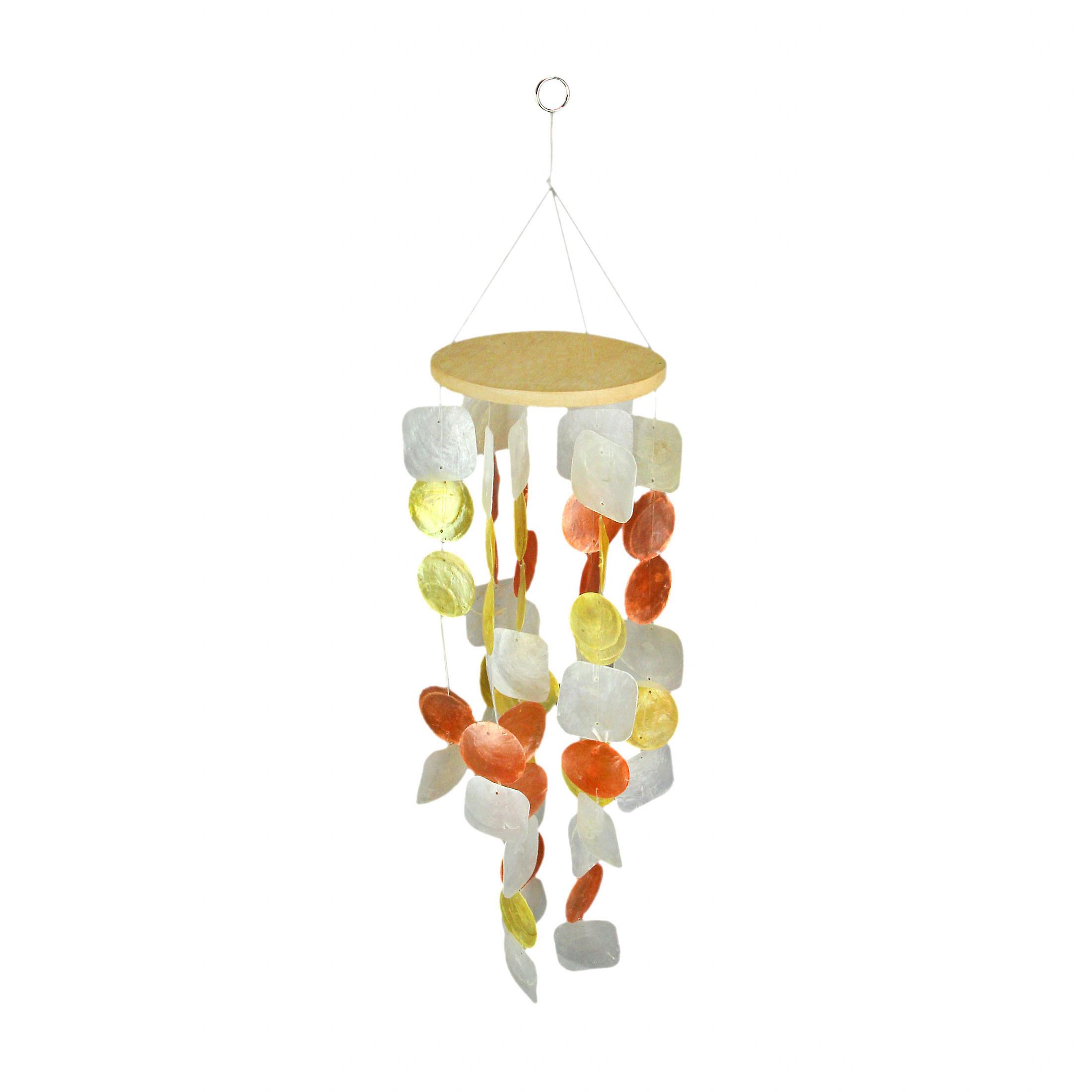 Keltainen, keltainen ja valkoinen Capiz Shell Mini Wind Chime Garden Patio Yard