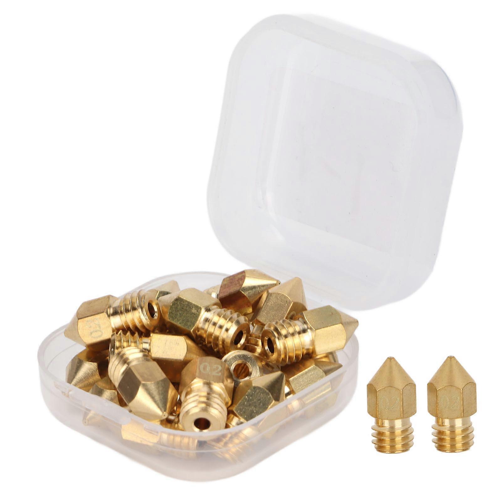 20pcs MK8 Nozzle Kit 1.75mm M6 Thread Polished Extruder Nozzles with Storage Box for 3D Printer Replacement