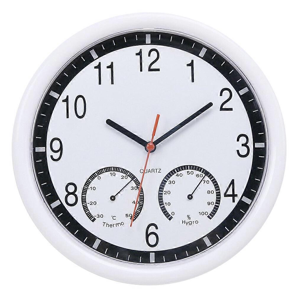 Thermometer Humidity Display Clock Silent Home Kitchen Wall Clock