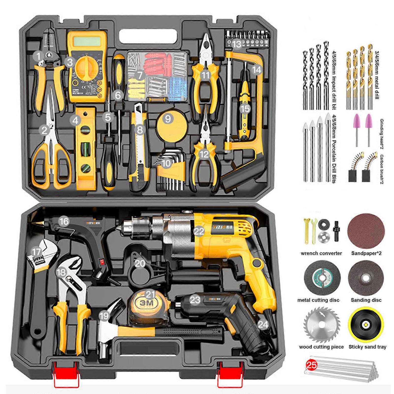 Professional Toolbox Set Household Multi-Function Tools Electrician Electric Repair Tools Combination Tool Set,100% New