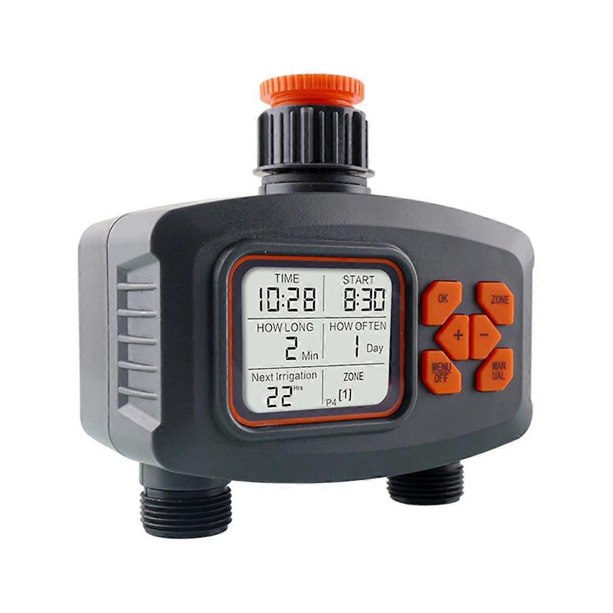 2-Way Water Timer LCD Display Timer Waterproof IP65 Home Garden Irrigation Rainfall Timer Automatic Controller System