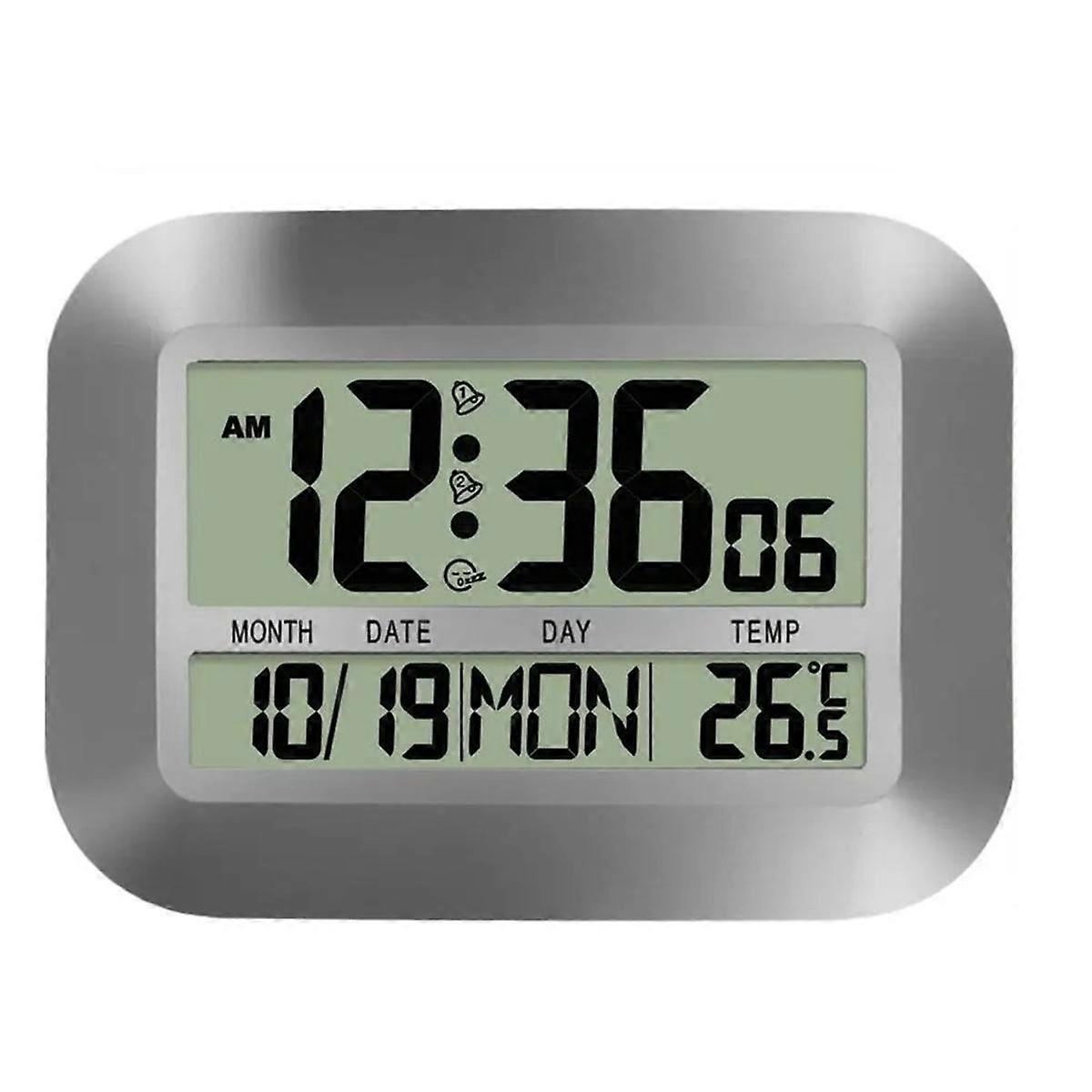 Alarm Clocks for Bedrooms Silent LED Clock for Tabletop Multi-Functional Alarm Clock with Date Temp