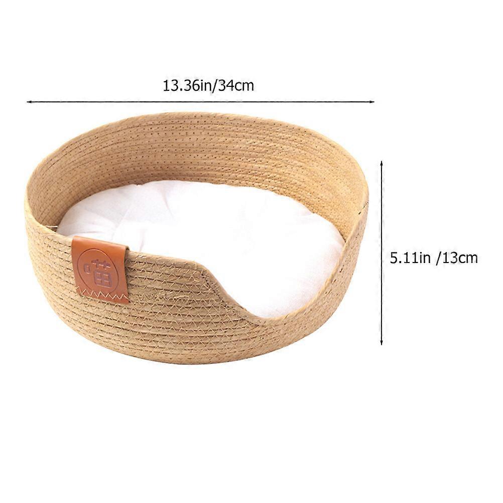 Woven Cat Bed Comfortable Cushioned Pet Nest Cat Sleeping Bed Pet Sleeping Nest