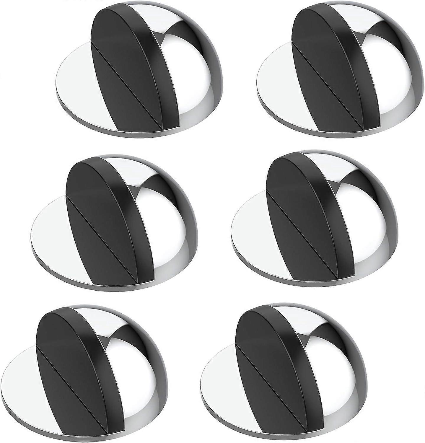 Door Stops, 6 Pieces Door Stops Chrome Plated Floor Door Stopper, Zinc Alloy Door Stopper, Floor Door Stopper, with Stickers-No Need to Drill