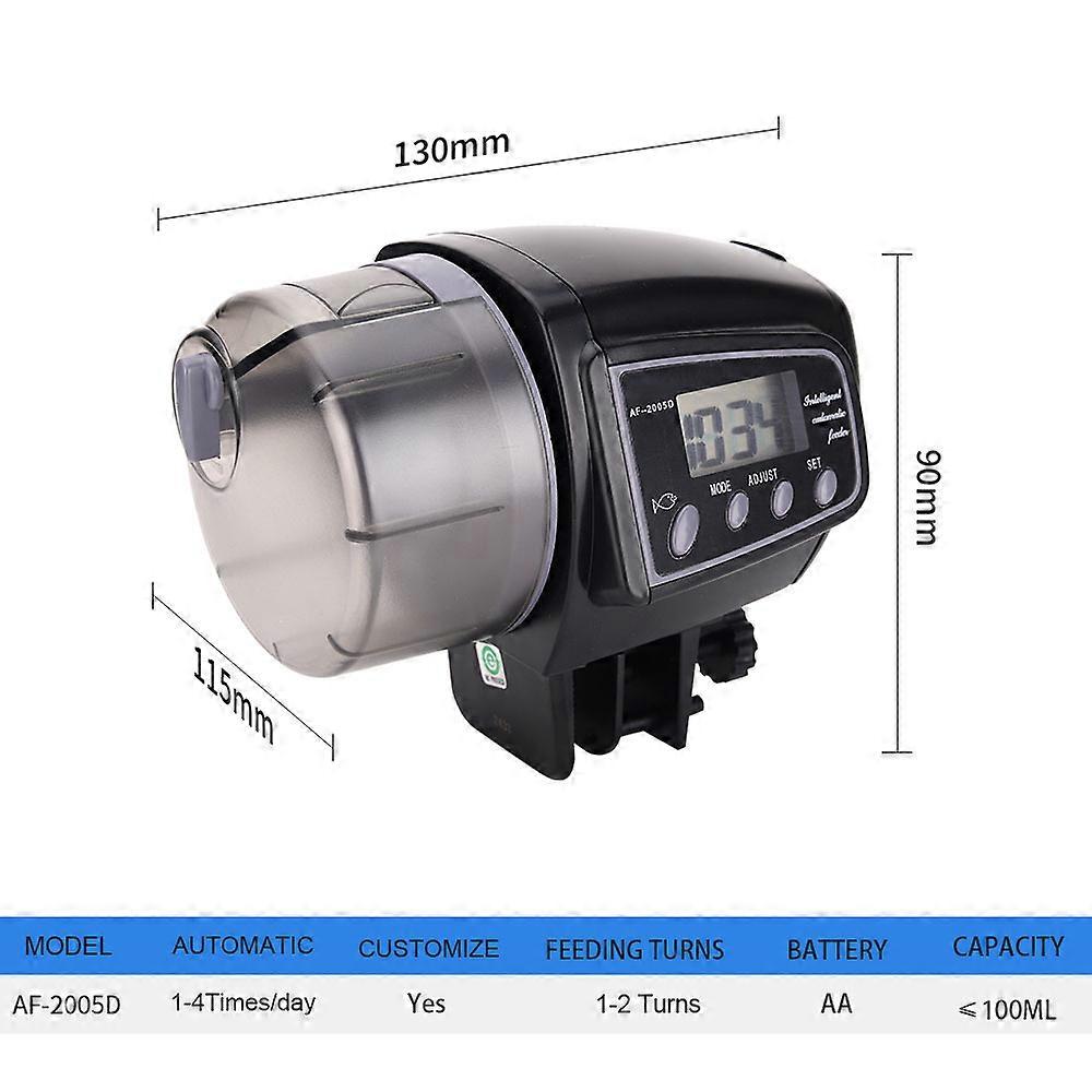 Large capacity automatic fish feeder for aquariums with LCD display