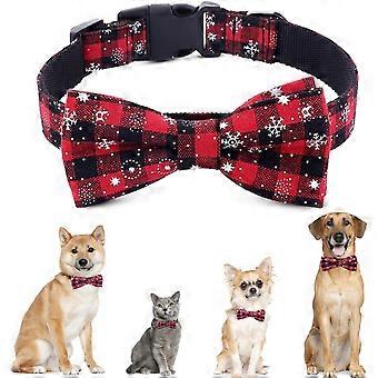 Pet Hund Cat Krave Jul Sne Mønster Justerbar Nylon Slipse Bowknot Bowtie Traction Rope