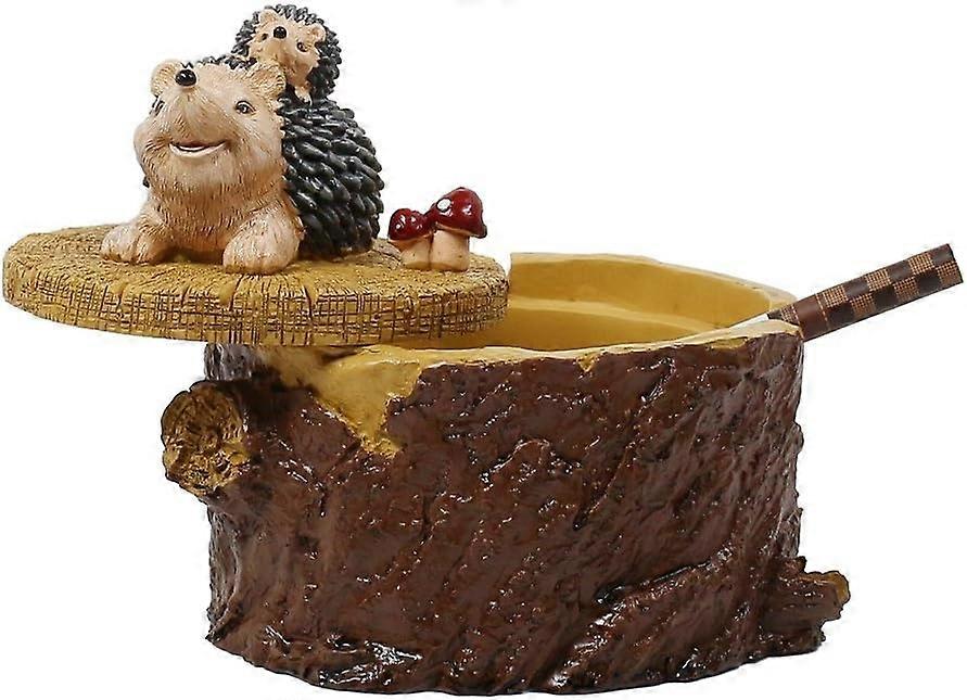 2025 Nouveau Cendrier à cigarettes avec couvercle Cendrier hérisson en résine mignon pour une utilisation intérieure et extérieure