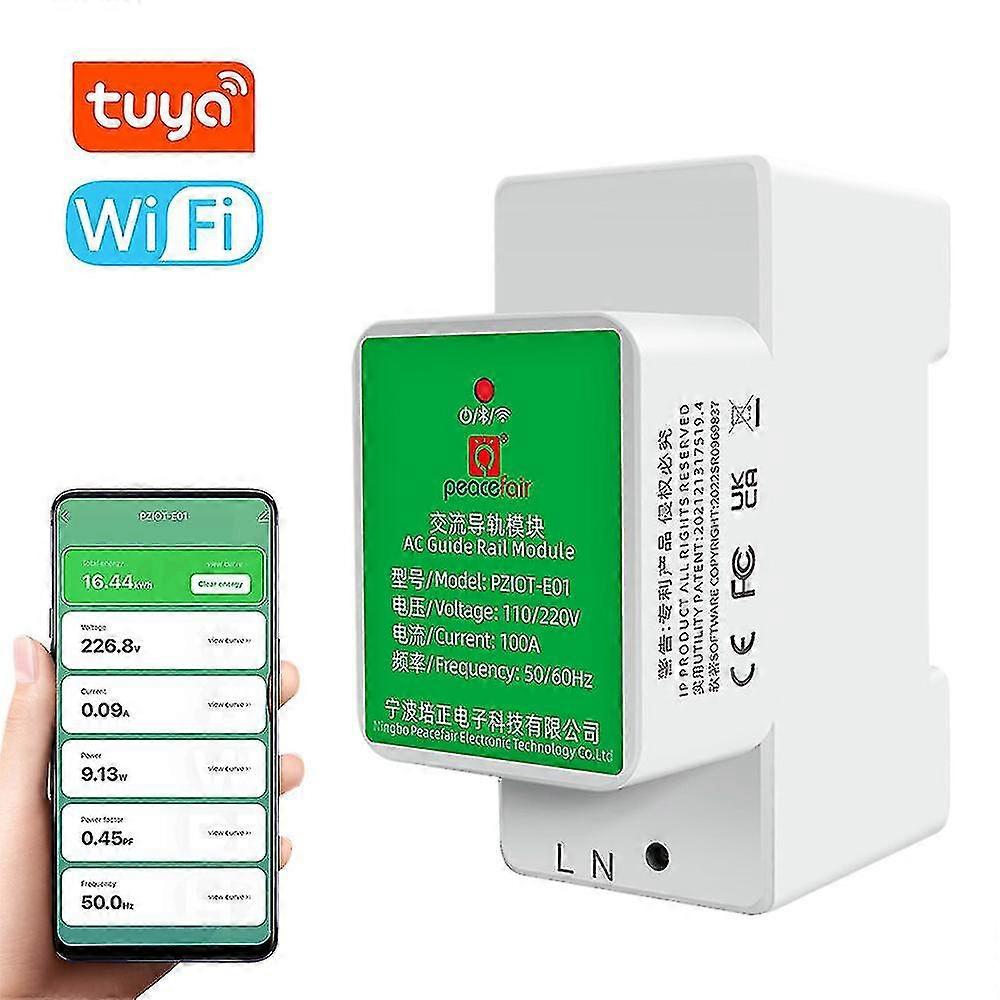 Tuya Intelligent Single-phase Wifi Electricity Meter 35mm Din Rail Installation Voltage And Current Meter Bt Dual App Control