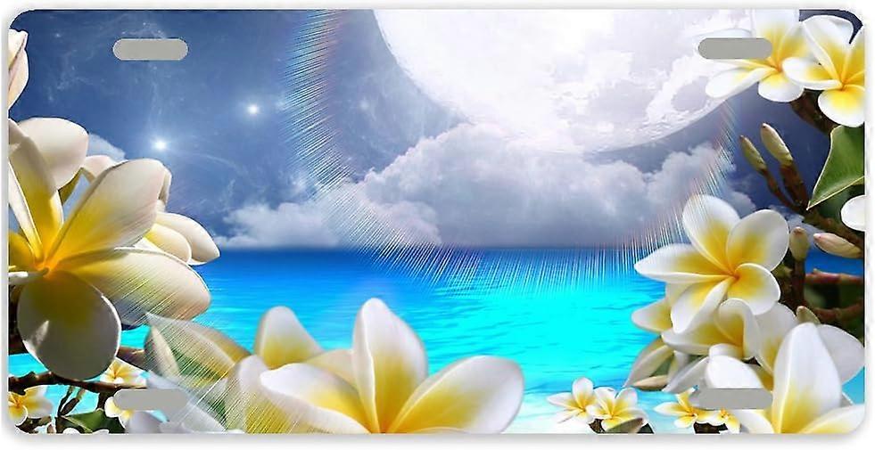 Tampa da placa de licença do Tag do carro do metal da praia da flor auto Tag com 4 furos 12 x 6 polegadas