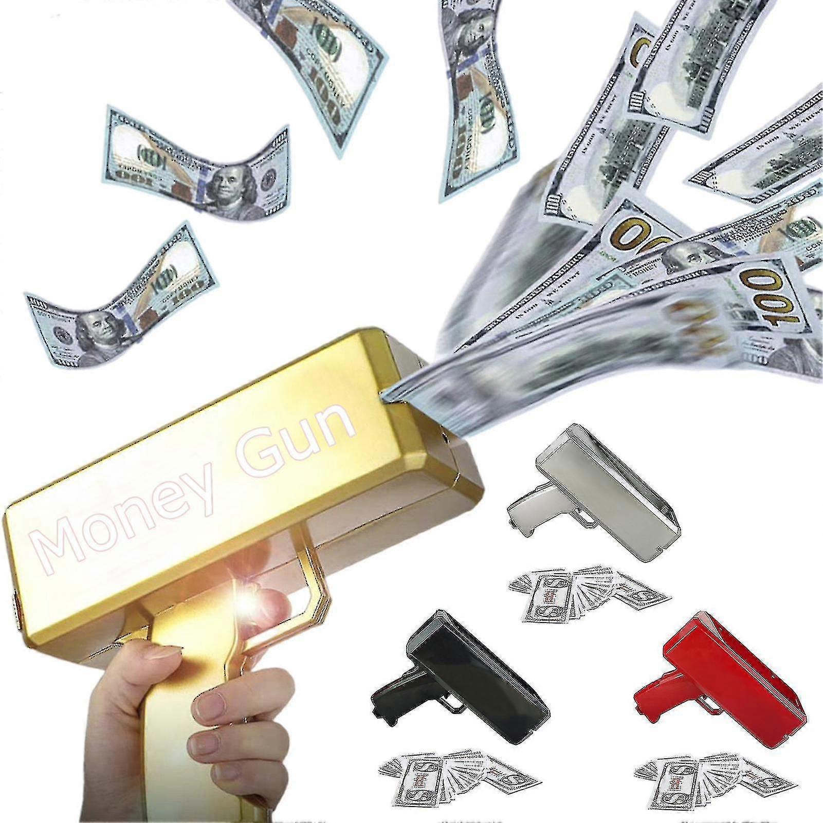 Cash Cannon Money Gun - 100 قطعة طبق الأصل لعبة فواتير لحفلات الشاطئ واحتفالات أعياد الميلاد وكذبة أبريل - هدية مزحة مرحة للبالغين والأطفال
