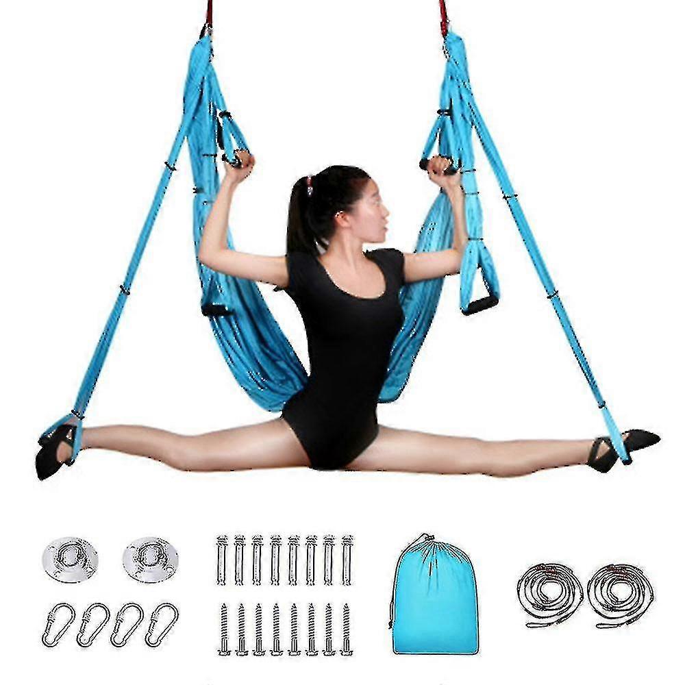 新しい空中ヨガスイングセット、ヨガハンモックフライング空中ブランコヨガキット空中ヨガハンモックスリング反転ツール、ホームジムフィットネス用2つの延長ストラップ付き