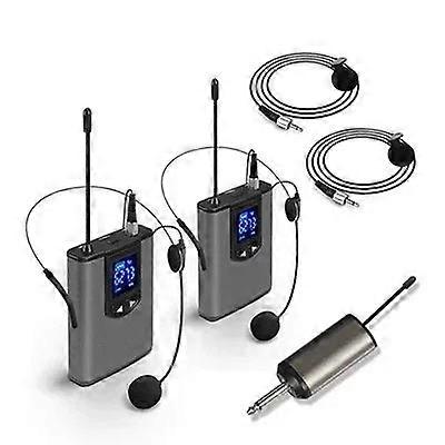 Portable Uhf Wireless Headset Microphone+lavalier Mic System Teaching Speech Interview Vlog Live Recording