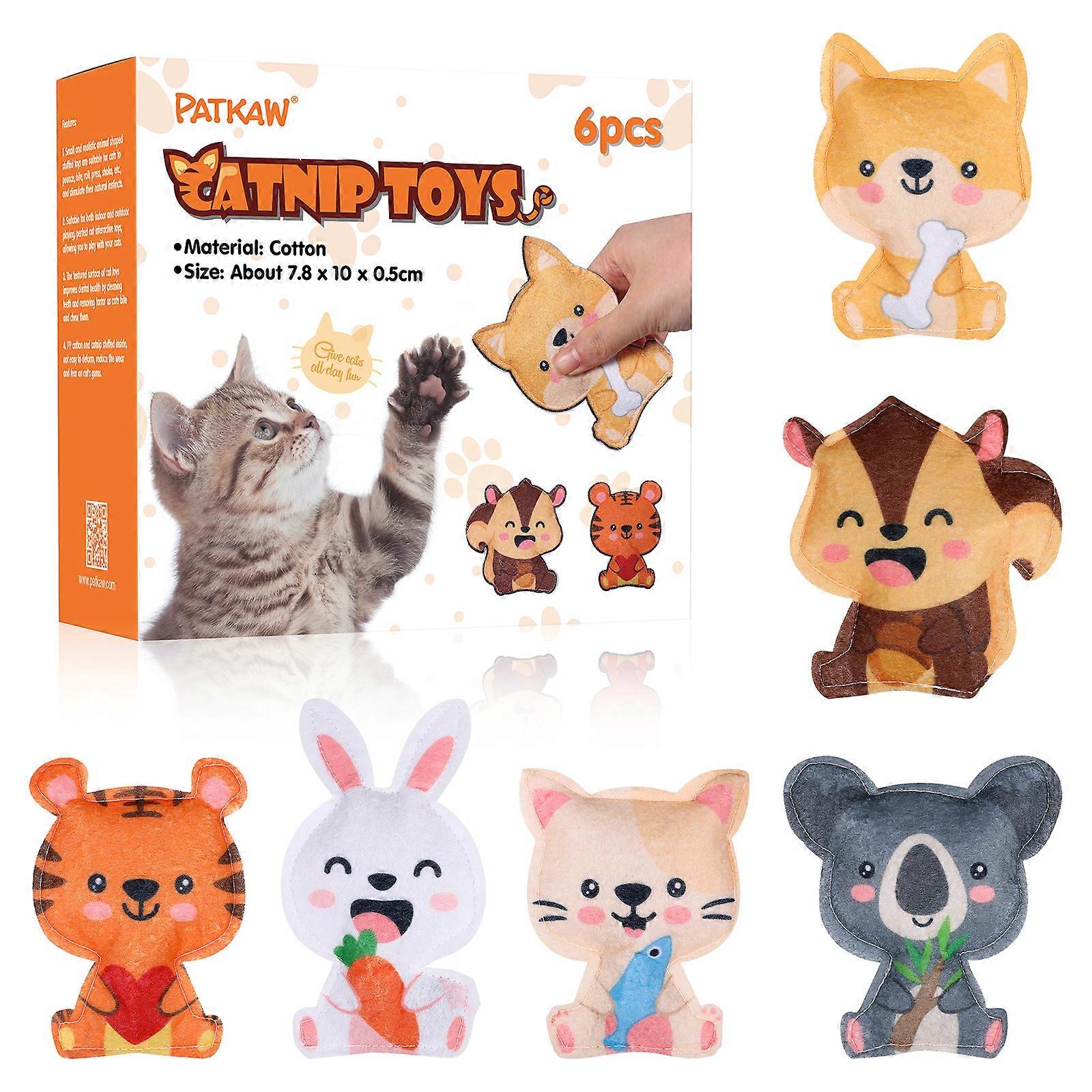 PATKAW 6pcs Catnip Toys Indoor Catnip Filled Kitten Toys Cartoon Animals Catnip Toys Fun Cat Mint Toys