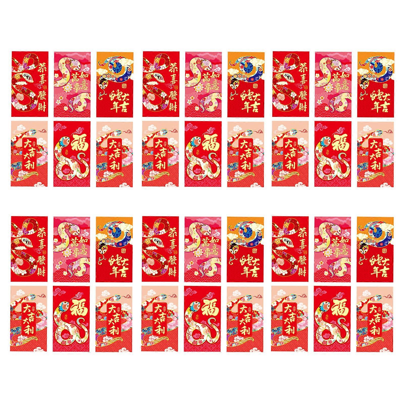 36 Pcs Chinese Red Envelopes 2025 Lucky Money Envelopes Year of The Snake Red Packets for Spring Festival And New Year Celebrations