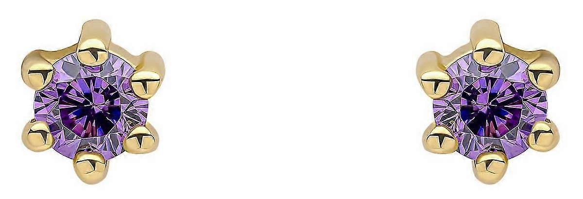 Beginnings 3mm Crystal Stud Earrings - Gold/Purple
