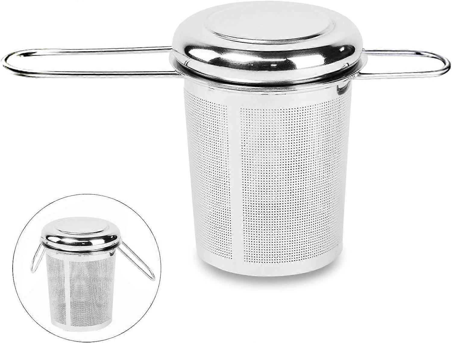 (1 Piece,Silver)Tea Infuser,Stainless Steel Tea Steeper Fine Mesh Filters, Large Capacity Tea Strainer With Folding Handle And Lid,Hanging On Teapots 