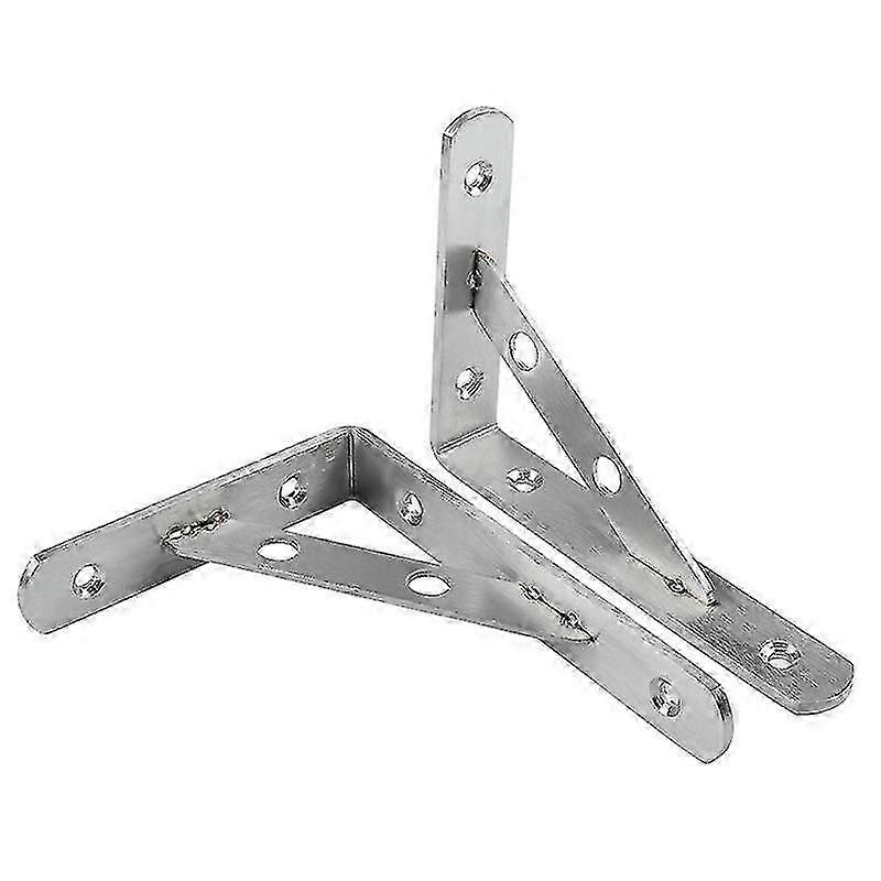 Stainless Steel Wall Corner Shelf Bracket Silver Right Angle Solid Brace(2set, Silver) Zekai
