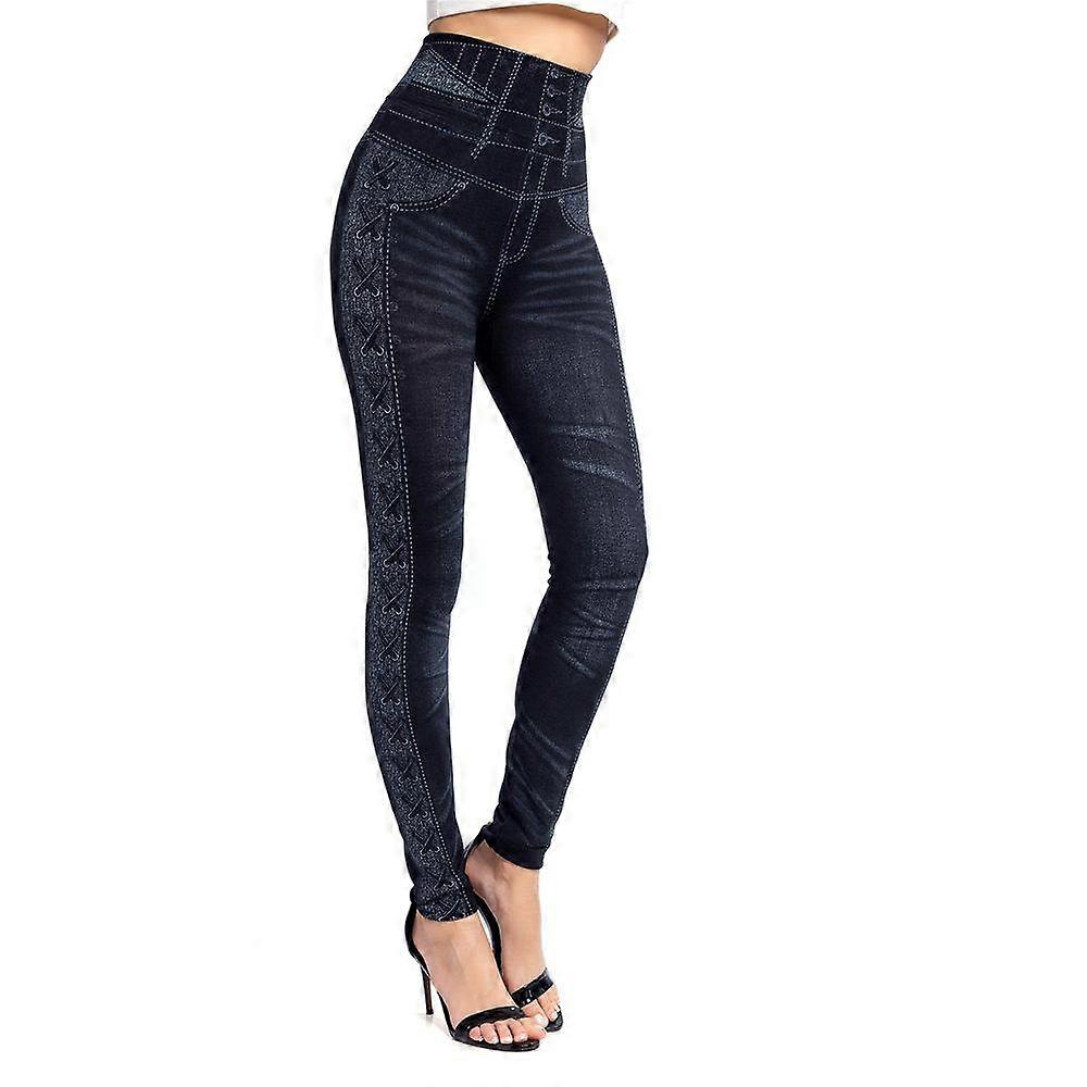 Slim Fit Elastic Denim Print Leggings