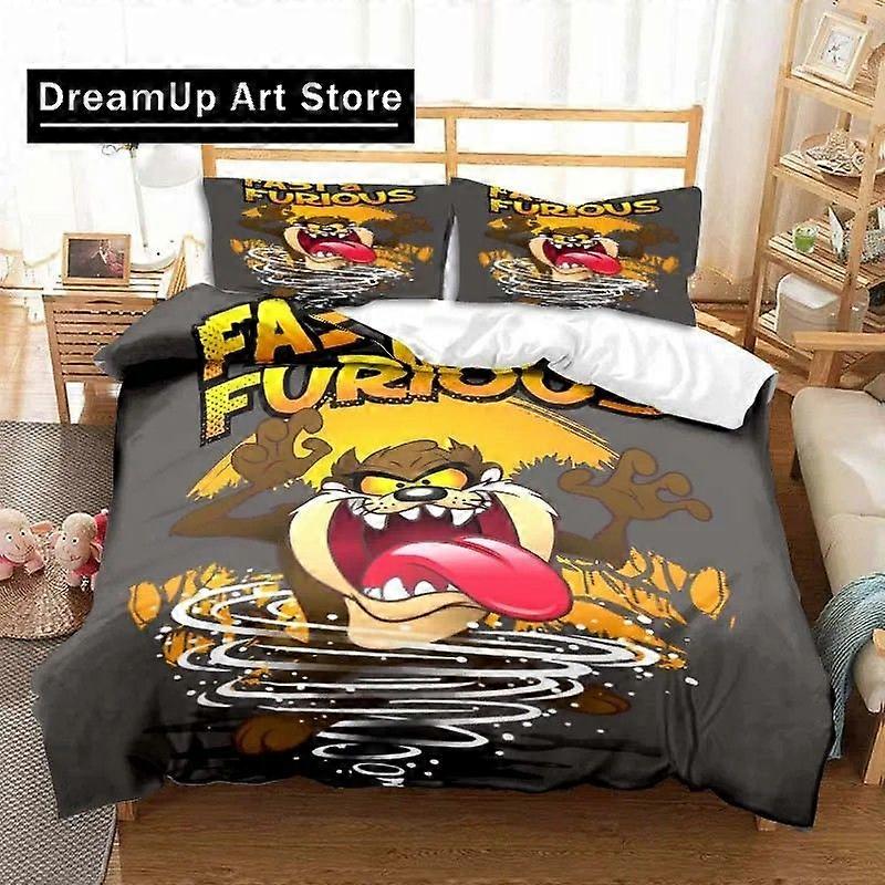 v73 Prześcieradła Cartoon Tasmanian Devil Komplet pościeli Chłopcy Dziewczęta Twin Queen King Size Poszwa na kołdrę Poszewka na poduszkę Łóżko chłopcy Dorosła sypialnia 3-częściowy zestaw pościeli (