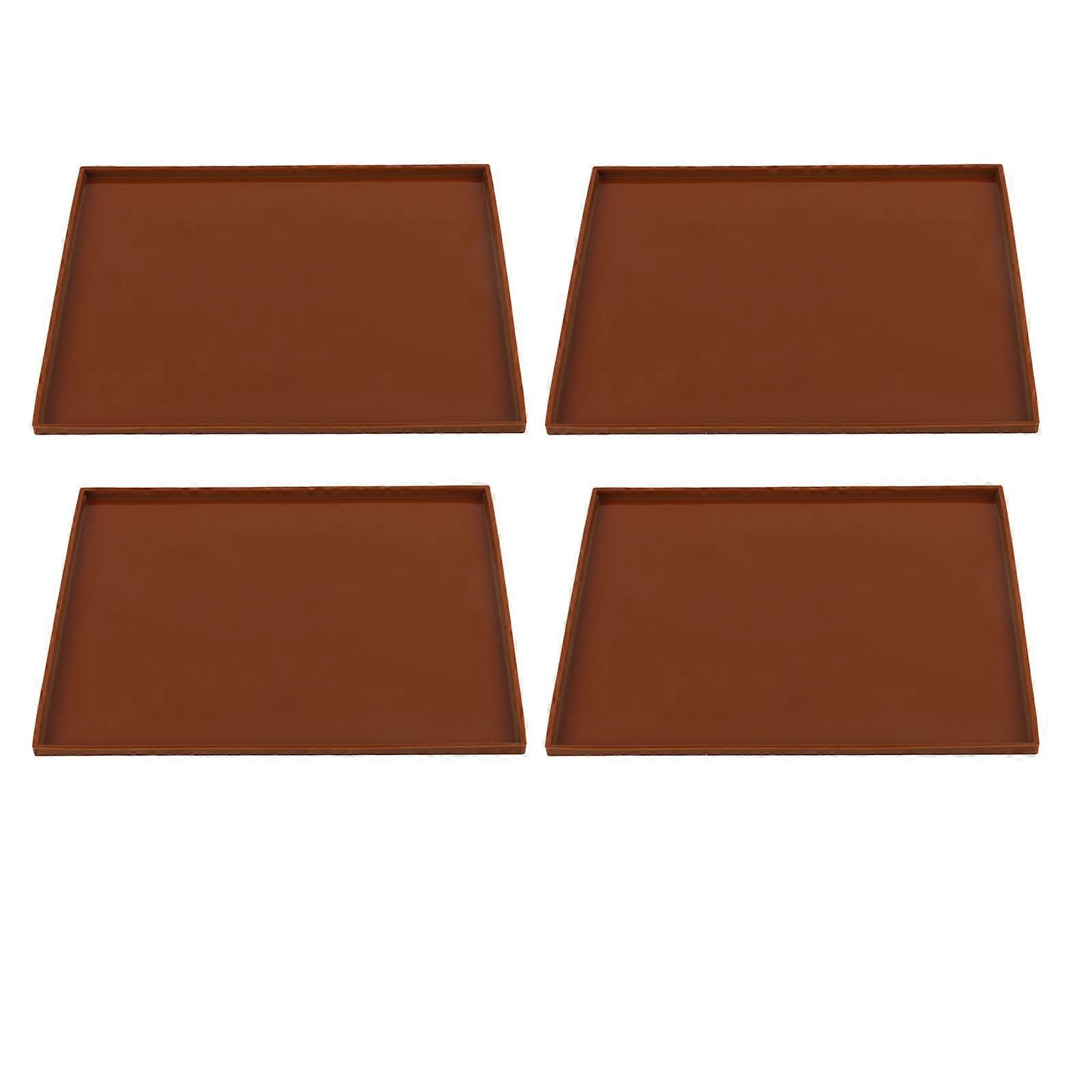 4Pcs Silicone Dehydrator Mats High Temperature Resistance Prevent Sticking Fruit Dehydrator Trays with Edge ,Coffee Color