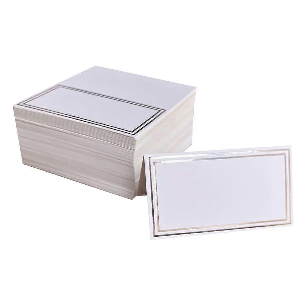 50 Pcs Folded Table Place Cards with Foil Border - Blank Name Tags & Table Number Signs