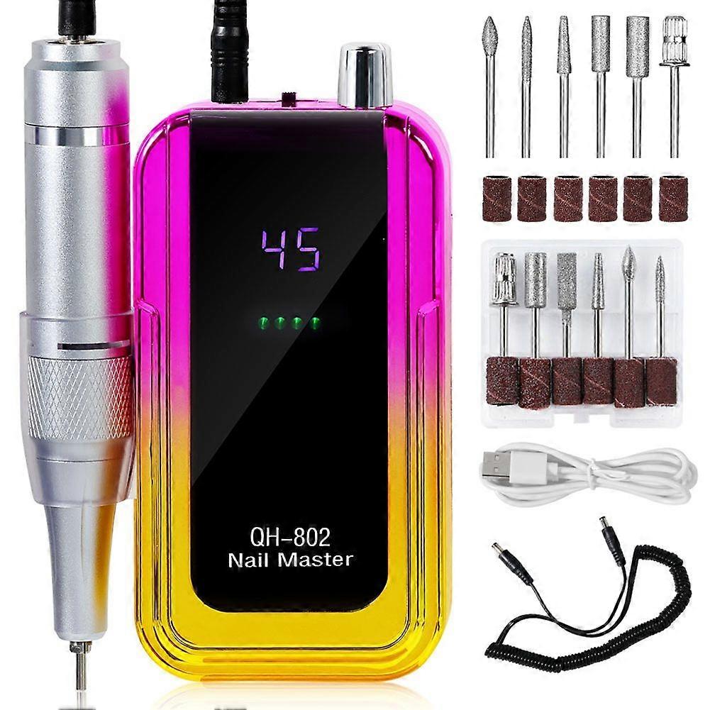 45000RPM Rechargeable Nail Drill Machine Electric Nail Drill Sander Low Noise Manicure Machine Pink
